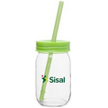 16 Oz. Neon Green Mason Jar W/Color Lid